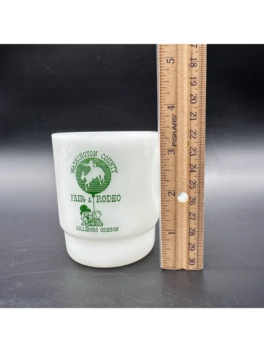 Vtg Milk Glass Mug Washington County Fair Rodeo Hillsboro Oregon Anchor Hocking - Picture 8 of 8